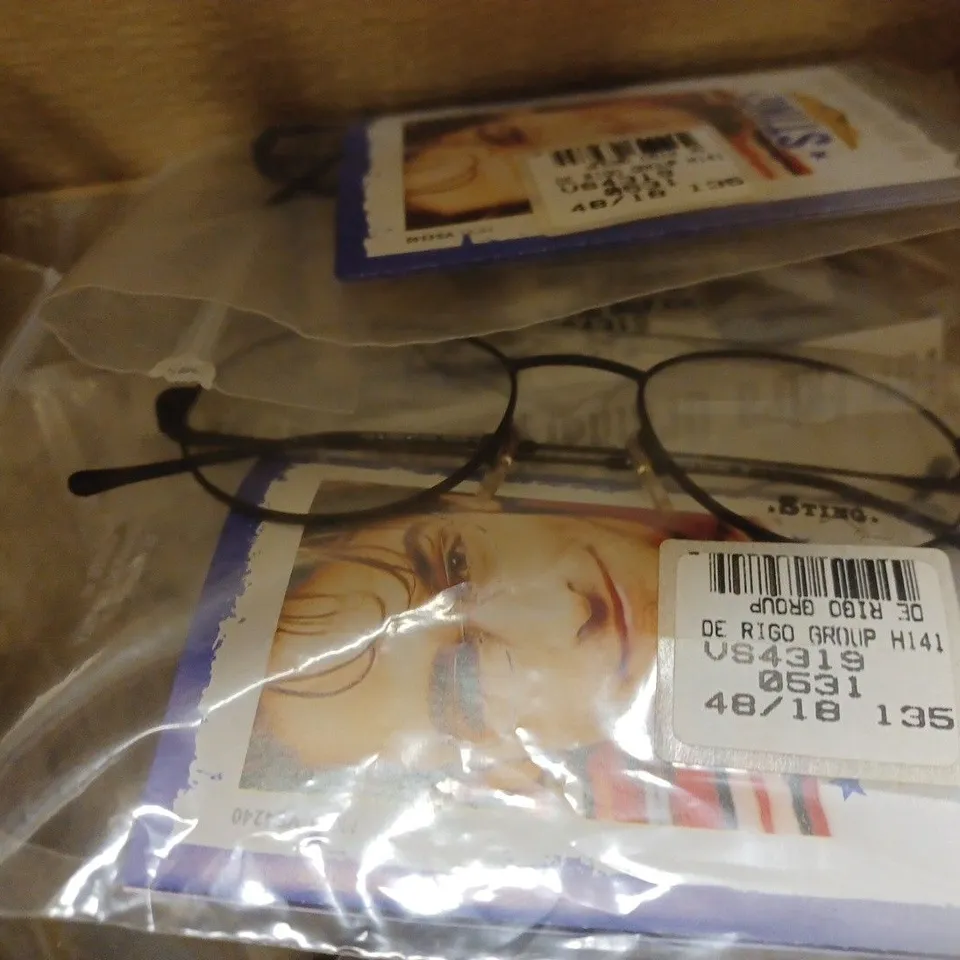 BOX OF APPROX 10 PAIRS OF STING 4319 BLACK ROUND GLASSES 