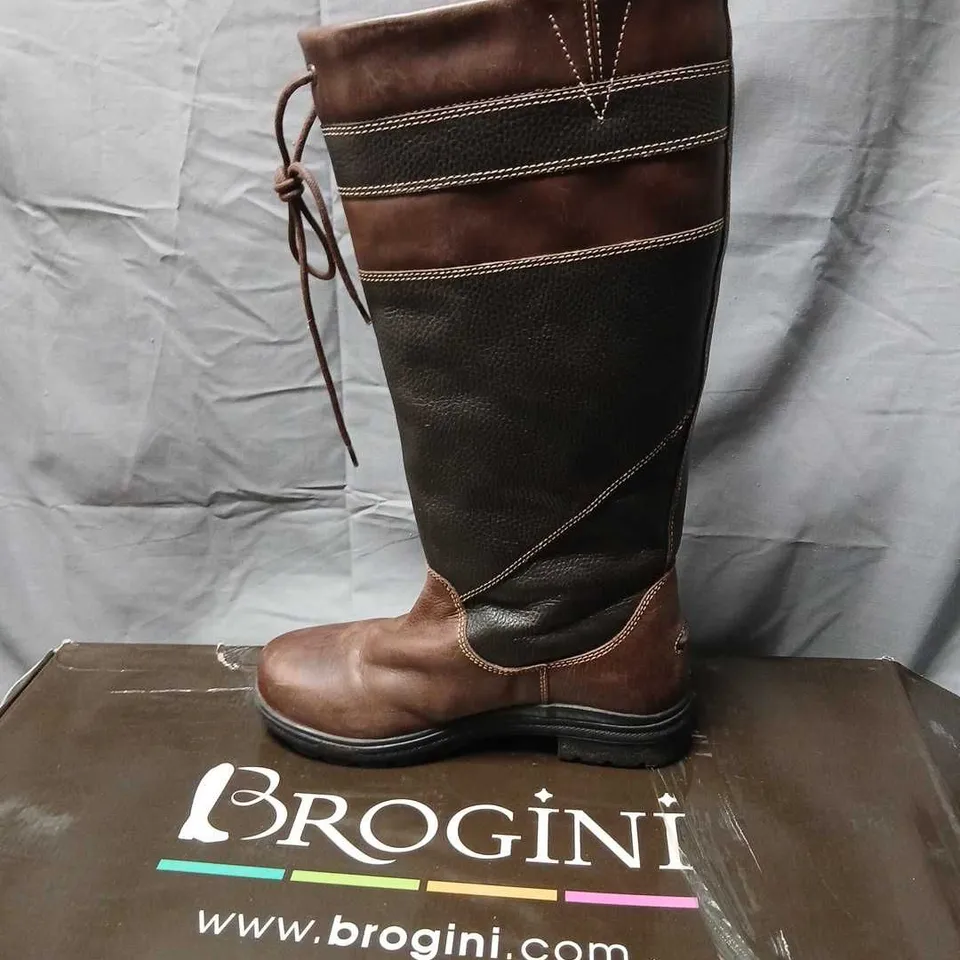 BROGINI WB130 WARWICK COUNTRY BOOT, BROWN – UK 6.5 (EU 40), CALF WIDTH WIDE 44 CM
