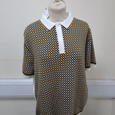 MENS CHEQUERED POLO SHIRT SIZE XL