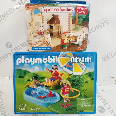 BOXED PLAYMOBIL CITY LIFE 4140 AND SYLVANIAN FAMILIES PUIZZA PARLOUR