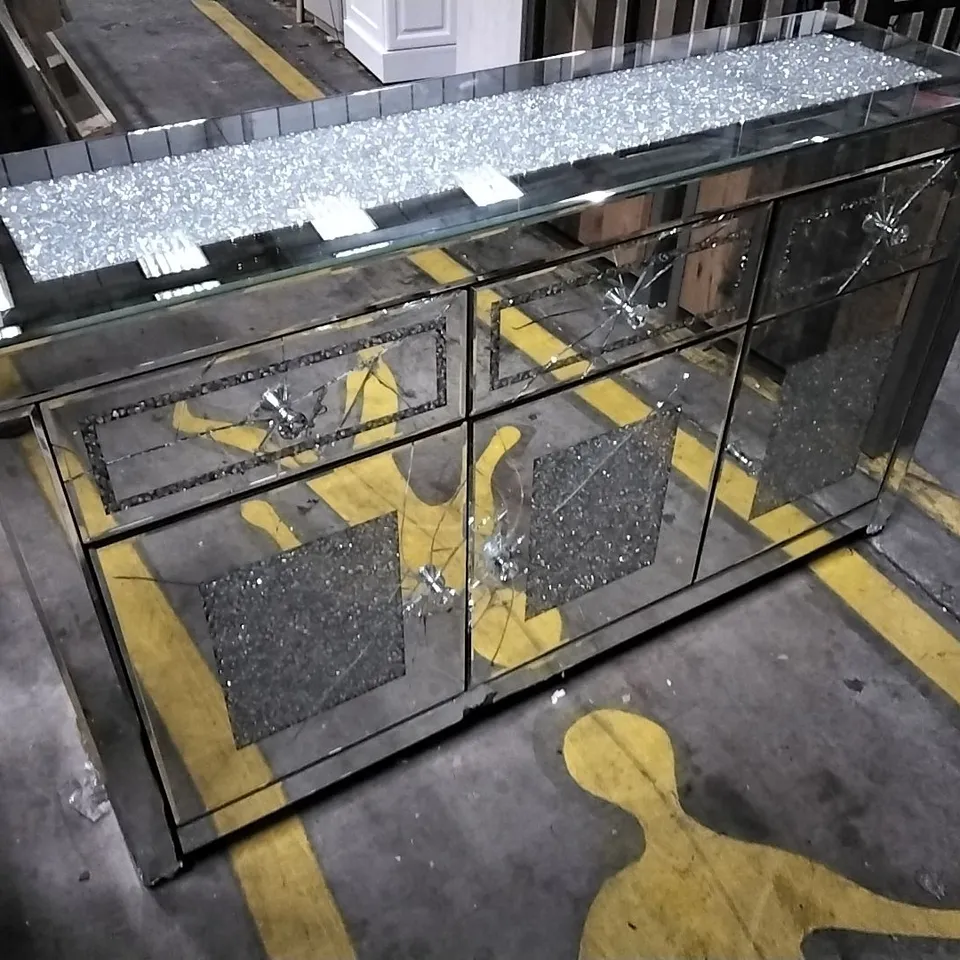 JASMIC 135CM MIRRORED GLASS SIDEBOARD WITH 3 DRAWER 3 DOORS