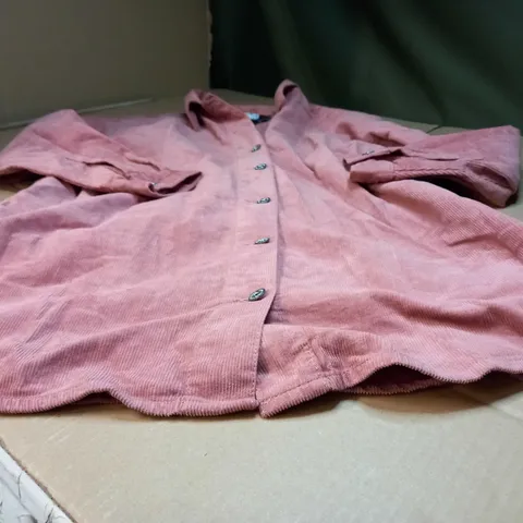 BOOHOO DUSTY PINK CORD RUCHED SIDE SHIRT DRESS - SIZE 12