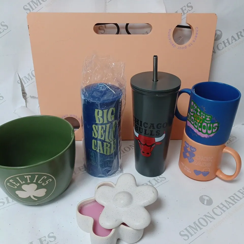 APPROXIMATELY 6 COTTON ON ITEMS INCLUDING PICNIC TABLE FOR 2, CANDLES, STACKABLE MUGS