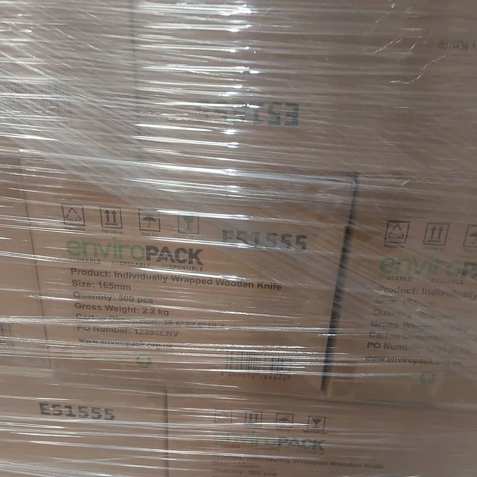 PALLET CONTAINING APPROXIMATELY 20,000 ENVIRONMENTALLY FRIENDLY DISPOSABLE WOODEN KNIVES