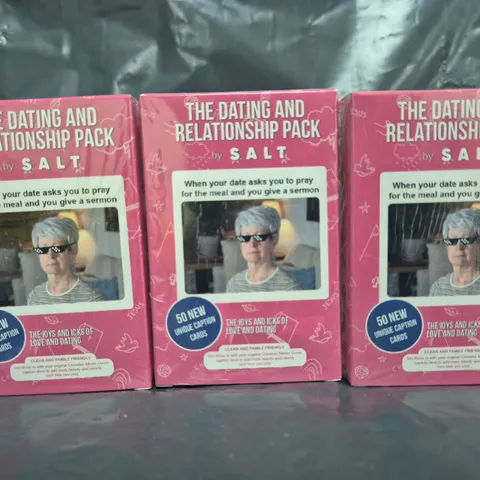 BOX OF APPROXIMATELY 100 SEALED DATING AND RELATIONSHIP PACKS FOR THE CHRISTIAN MEME GAME