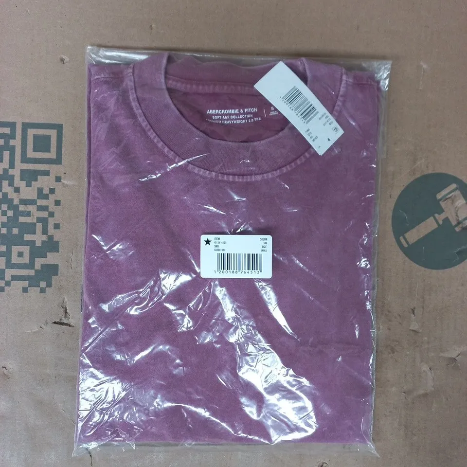 BAGGED ABERCROMBIE & FITCH PREMIUM HEAVYWEIGHT 2.0 T-SHIRT IN FERMENTED PLUM