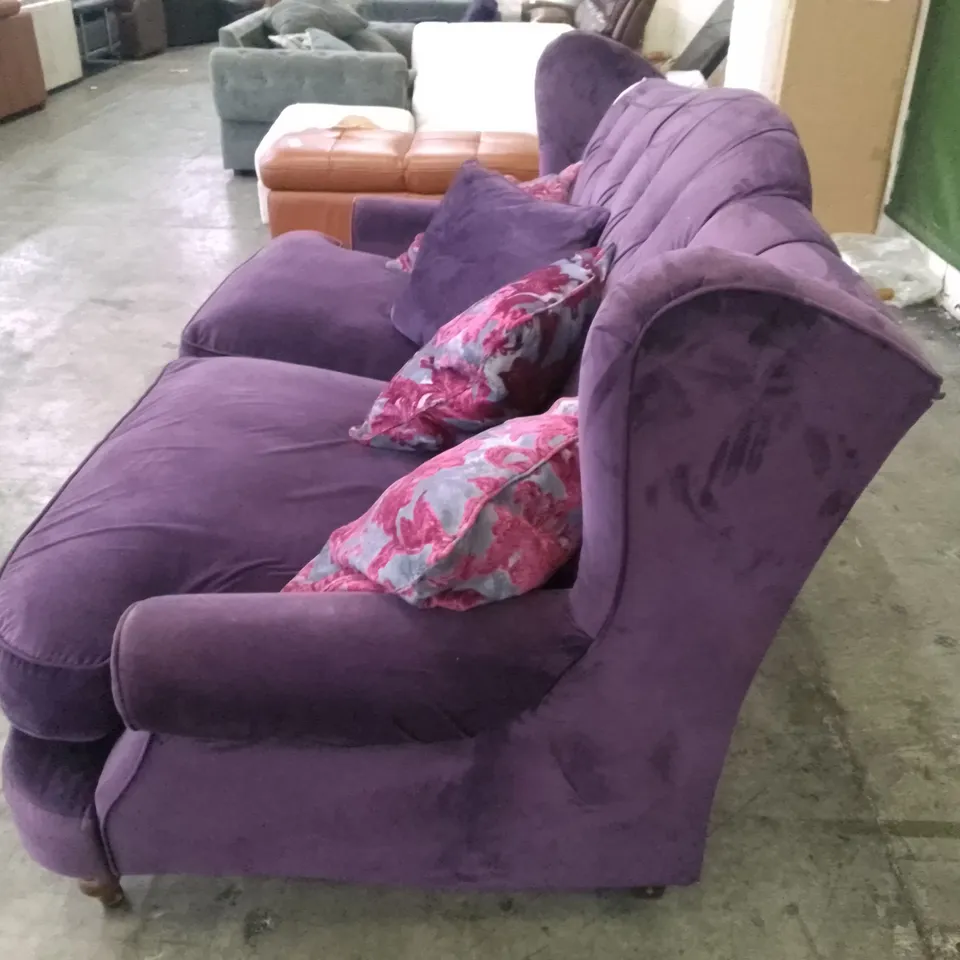 QUALITY DESIGNER 2 SEATER SOFA - PURPLE FABRIC 