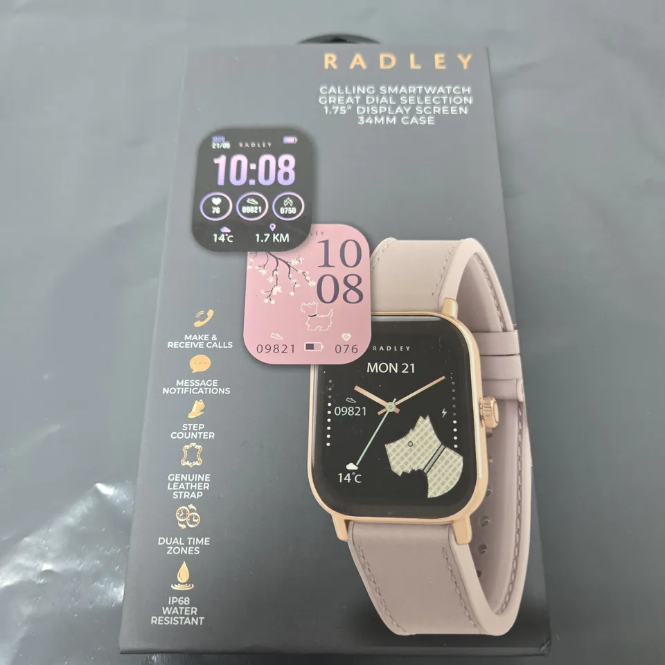 RADLEY LONDON SMARTWATCH – GOLD-TONE CASE WITH PINK LEATHER STRAP