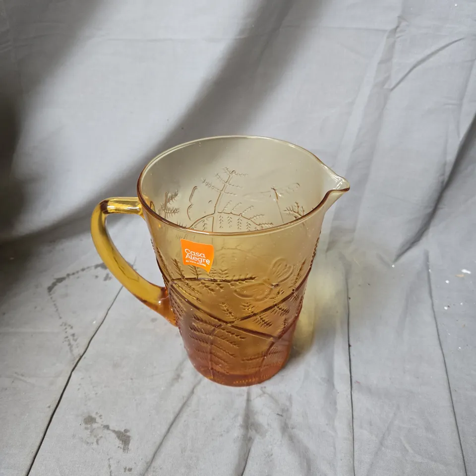 CASA ALEGRE BY VISTA ALEGRE GLASS PITCHER – AMBER GRADIENT WITH ETCHED PATTERN