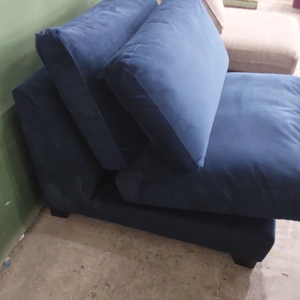 TWO FABRIC ARMLESS SECTIONS, 