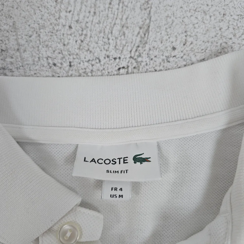 LACOSTE SLIM FIT POLO SHIRT – WHITE, UK SIZE M (US M, FR 4)