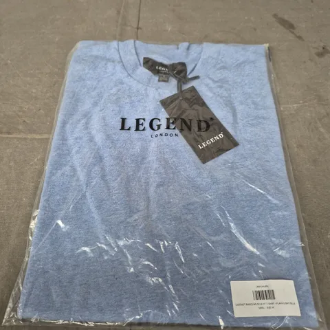 LEGEND LONDON BASICS MUSCLE FIT T-SHIRT – PLAIN LIGHT BLUE MARL, SIZE M