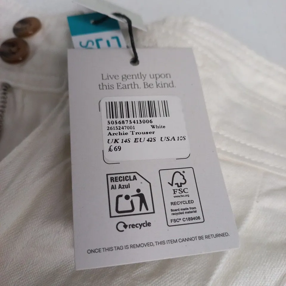 NOBODYS CHILD ARCHIE TROUSERS IN WHITE - UK 14S