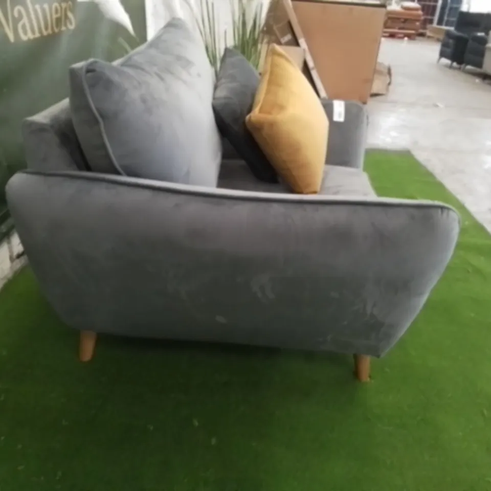 DESIGNER PERTH GREY VELVET ARM CHAIR