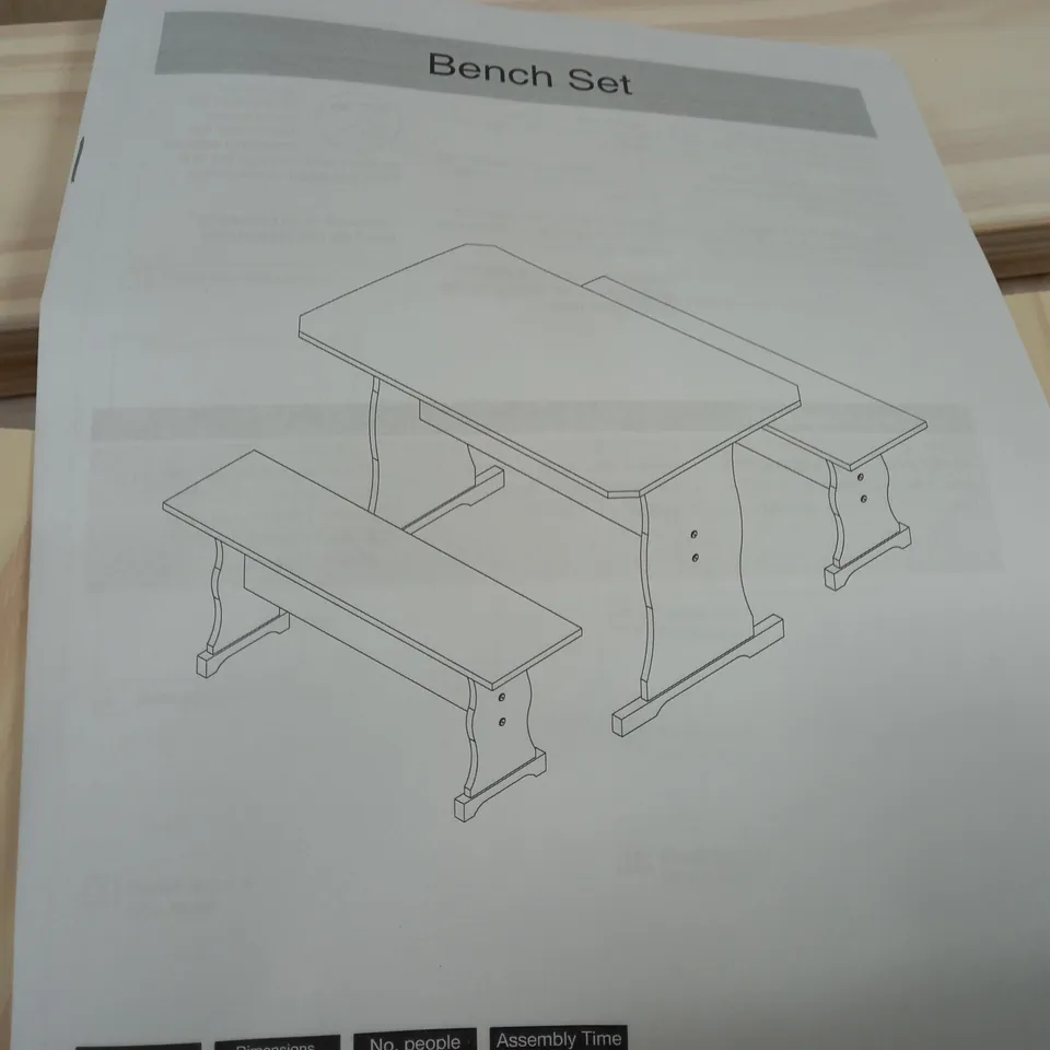 SANTANA BENCH SET - CREAM & PINE - COLLECTION ONLY - MISSING TABLE TOP