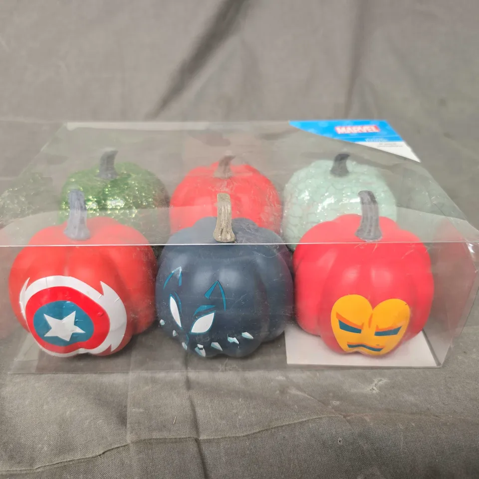 4 X BOXED MARVEL THEMED PUMPKIN DECORATIONS - 6 PUMPKINS PER PACK 