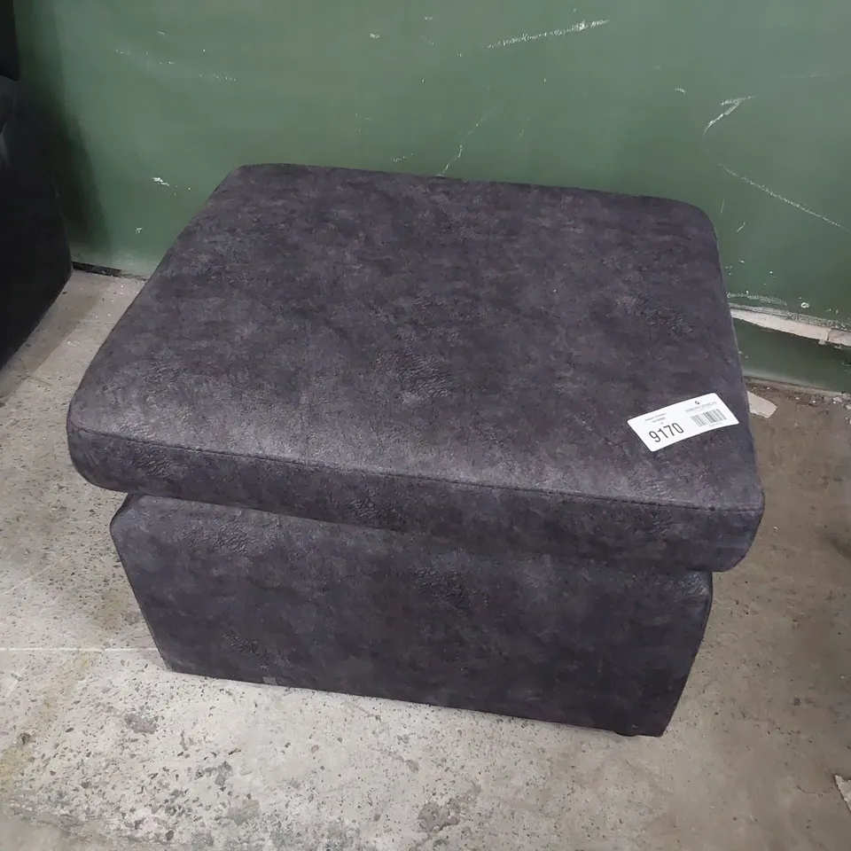 DESIGNER STORAGE FOOTSTOOL DARK GREY FABRIC 