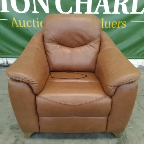 QUALITY DESIGNER G-PLAN JACKSON ELECTRIC RECLINER CHAIR - DALLAS TAN LEATHER 