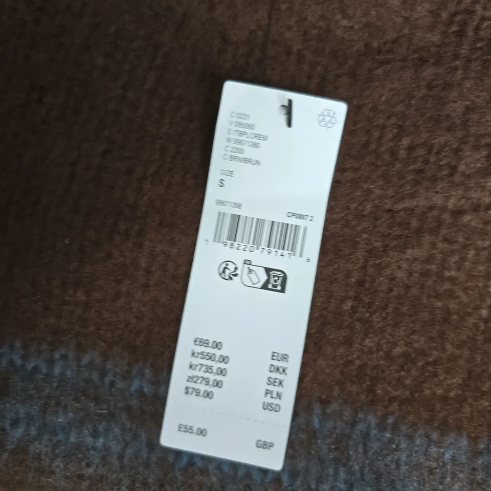JETS FRANS... BROWN STRIPED KNIT SWEATER, SIZE S