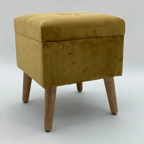 BOXED BOURQUIN 33CM WIDE VELVET SQUARE SOLID COLOUR STORAGE OTTOMAN (1 BOX)