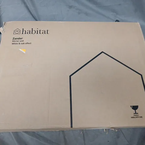 BOXED HABITAT ZANDER MIRROR UNIT IN WHITE & OAK EFFECT - COLLECTION ONLY