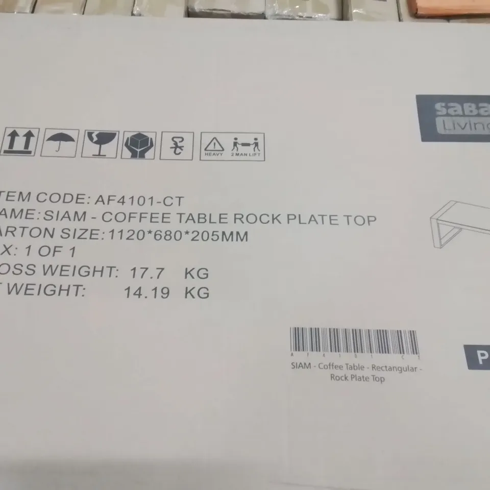 BOXED SIAM RECTANGULAR COFFEE TABLE ROCK PLATE TOP