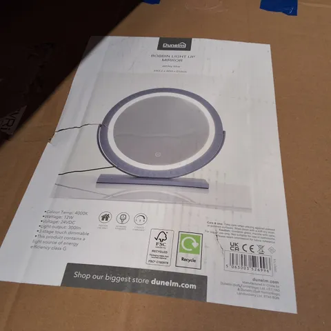 BOXED DUNELM LIGHT UP MIRROR WITH LED RING