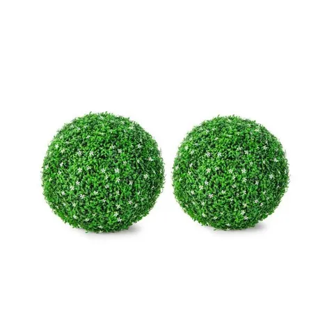 BOXED COSTWAY SET OF 2 ARTIFICIAL TOPIARY BALLS 48cm FAUX BOXWOOD BALLS