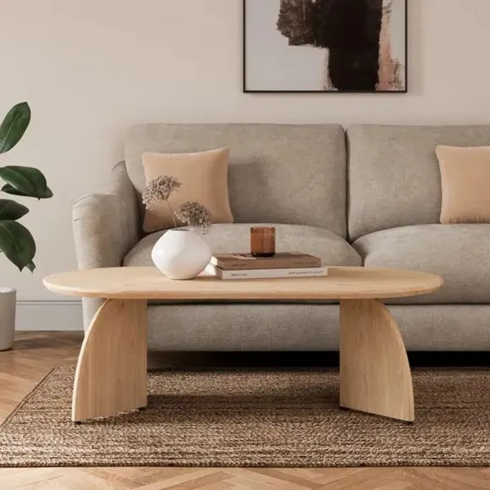 BOXED DUNELM BUFFIE PART ASSEMBLED COFFEE TABLE //LIGHT MANGO WOOD