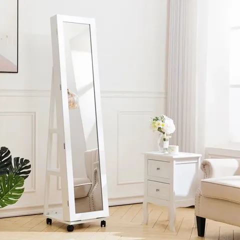 BOXED HENRIETTA FREE STANDING FLOOR MIRROR JEWELLERY CABINET