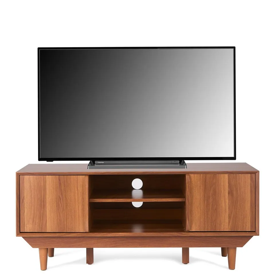 BOXED MARCEL TV UNIT - FITS UP TO 50 INCH TV - IN WALNUT - COLLECTION ONLY