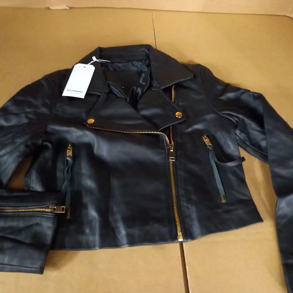 BOLONGARO TREVOR LEATHER LOOK BIKER JACKET - S