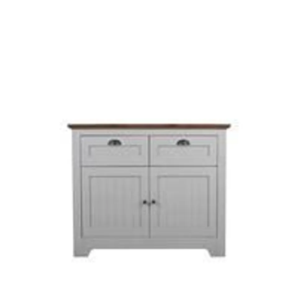BOXED DEVON COMPACT SIDEBOARD - GREY/WALNUT