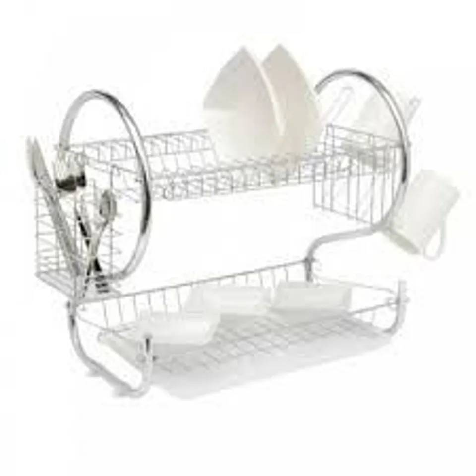 BOXED NEO WHITE 2 TIER CHROME PLATE DISH DRAINER (1 BOX)