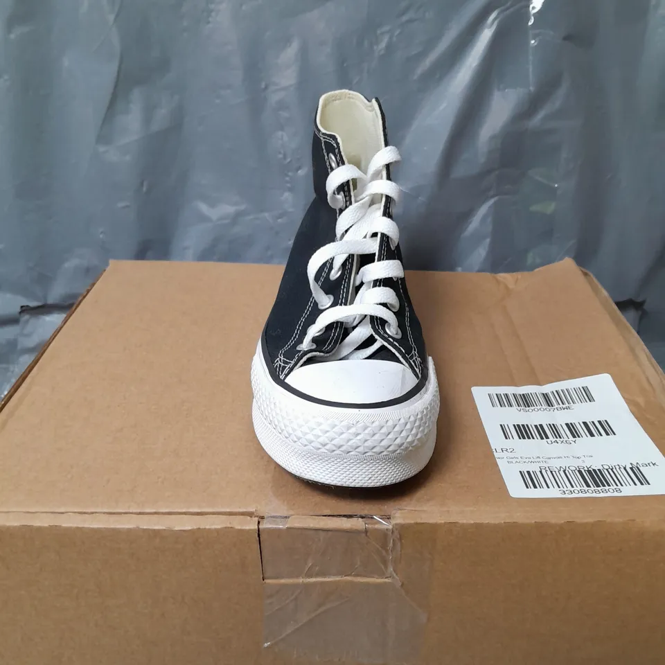 CONVERSE ALL STARS JUNIOR GIRLS HIGH TOP TRAINERS BLACK/WHITE SIZE 3