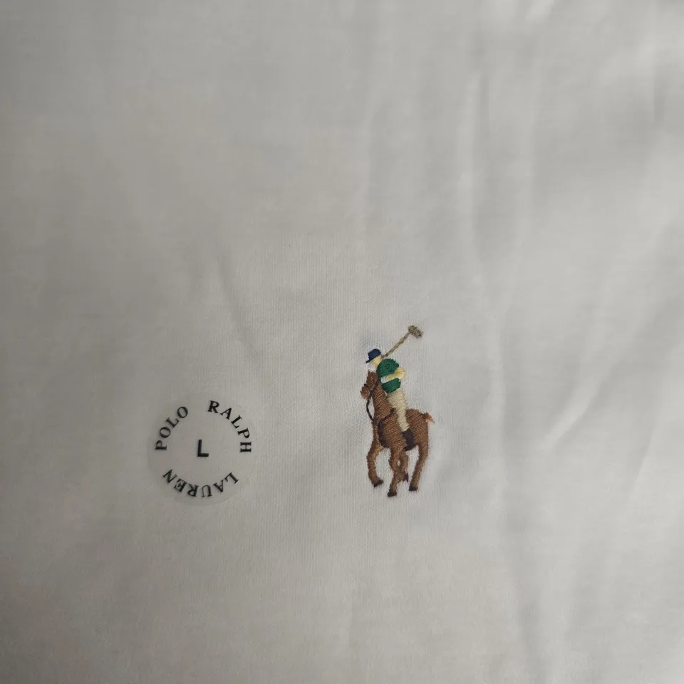 POLO RALPH LAUREN WHITE POLO SHIRT – CUSTOM SLIM FIT, UK SIZE L