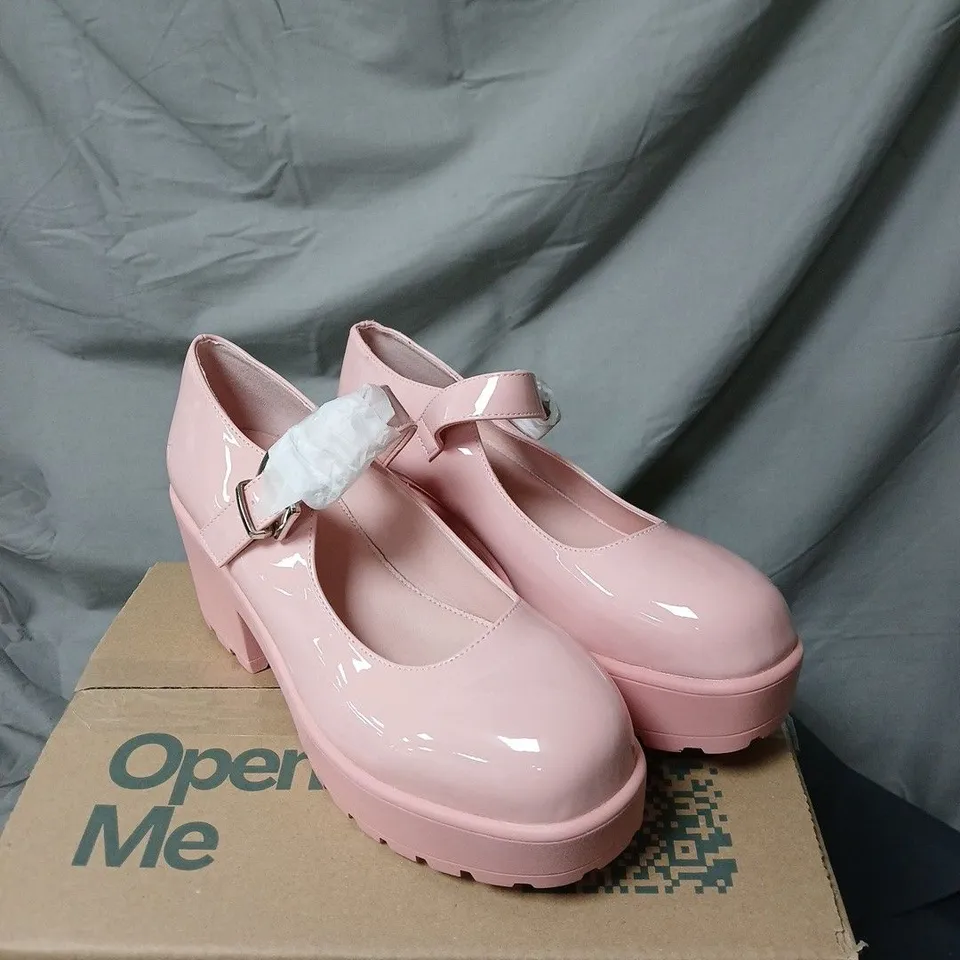 KOI PINK PATENT MARY JANE SHOES WITH BUCKLE STRAP – PLATFORM HEEL SIZE 6