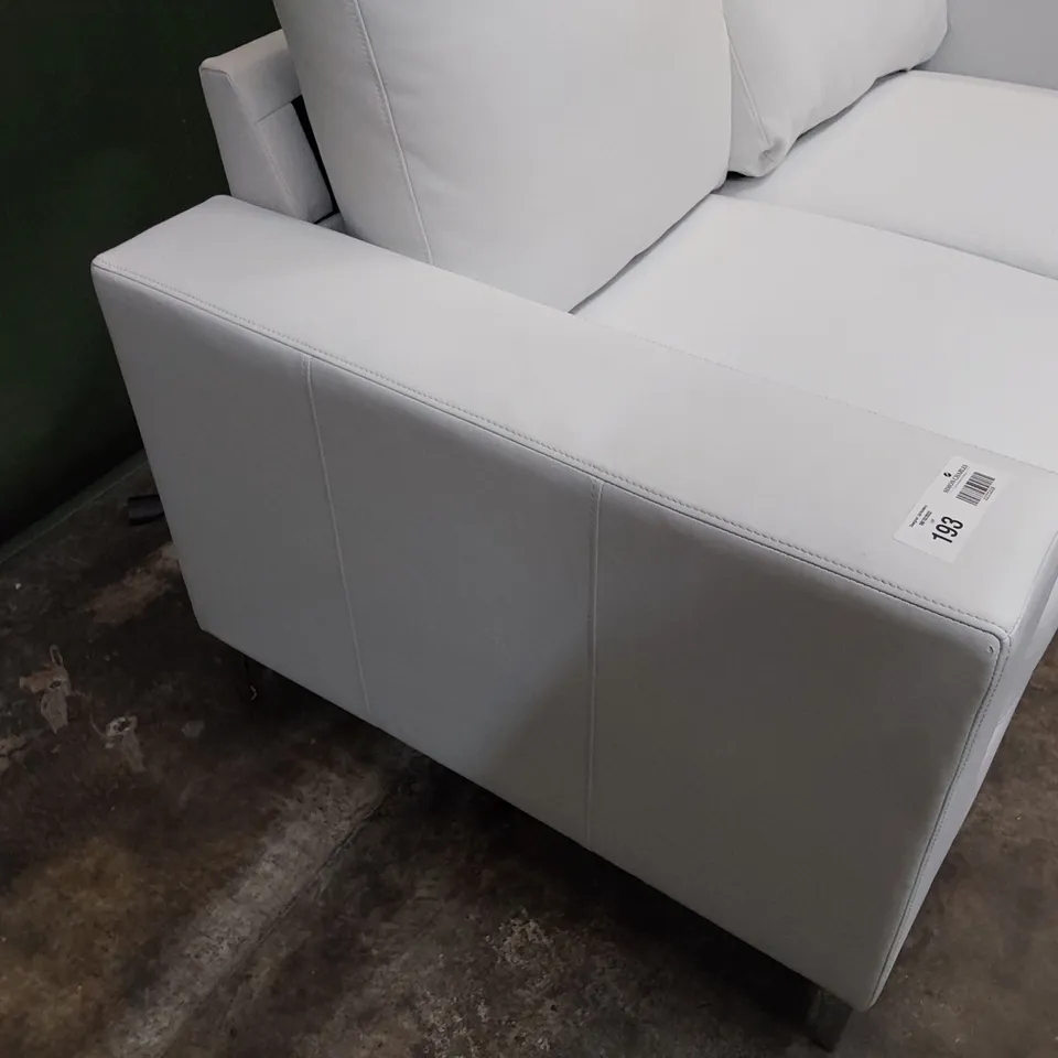 DESIGNER TWO SEATER SOFA WHITE LEATHER 