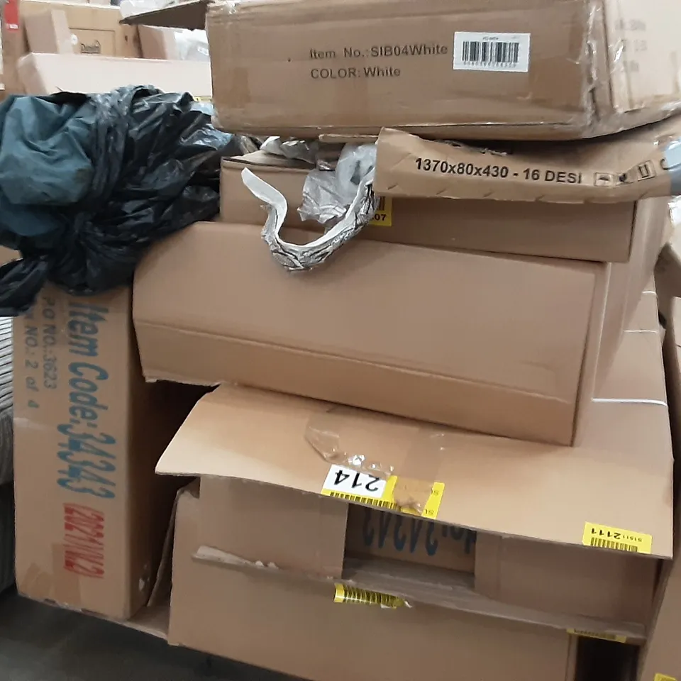BOXED PALLET CONTAINING ASSORTED FURNITURE ITEMS DINING TABLE , DOUBLE BED AND SIDEBOARD