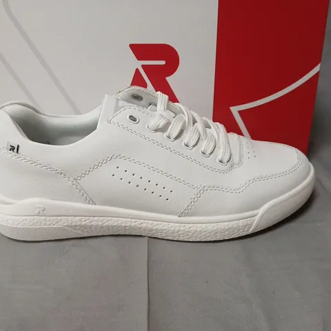 boxed pair of Rieker Women's traiuners in white - uk 7.5