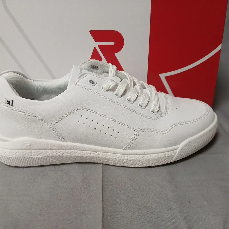 boxed pair of Rieker Women's traiuners in white - uk 7.5