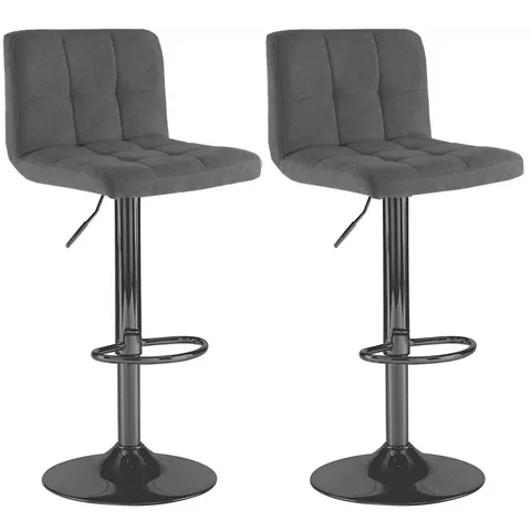 BOXED SET OF 2 FABRIC UPHOLSTERED BAR STOOLS - DARK GREY (1 BOX)