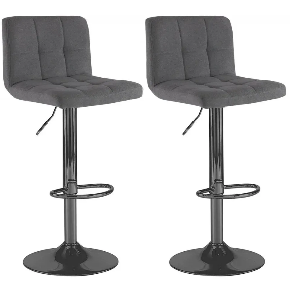 BOXED SET OF 2 FABRIC UPHOLSTERED BAR STOOLS - DARK GREY (1 BOX)