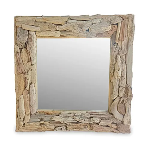 HOMES DIRECT 365 DRIFTWOOD WALL MIRROR RECTANGULAR TEAK ROOT