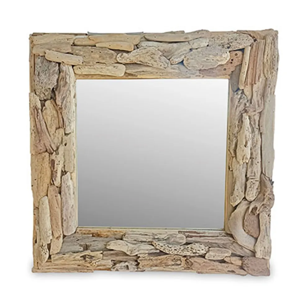 HOMES DIRECT 365 DRIFTWOOD WALL MIRROR RECTANGULAR TEAK ROOT