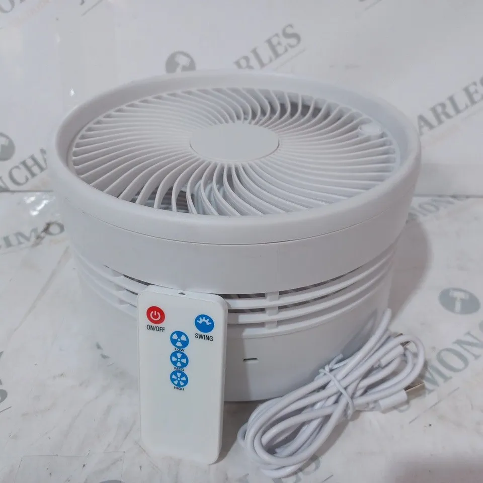 BOXED BELL & HOWELL OSCILLATING FOLDING RECHARGEABLE FAN, WHITE