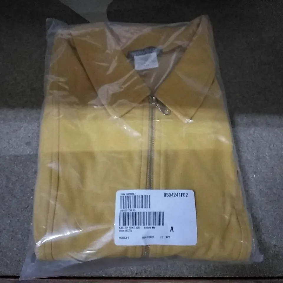 BOX OF APPROXIMATELY 32 KIM&CO ZIP FRONT JACKETS YELLOW MEDIUM