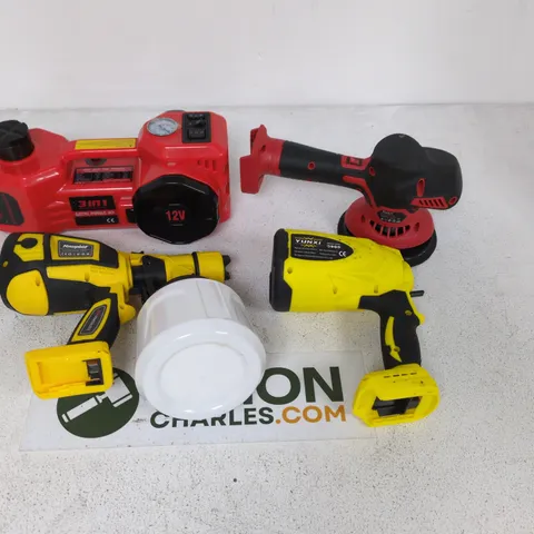 LOT OF 4 ASSORTED UNBOXED ITEMS TO INCLUDE ELECTRIC HYDRAULIC JACK AND TOOOT POLISHING MACHINE