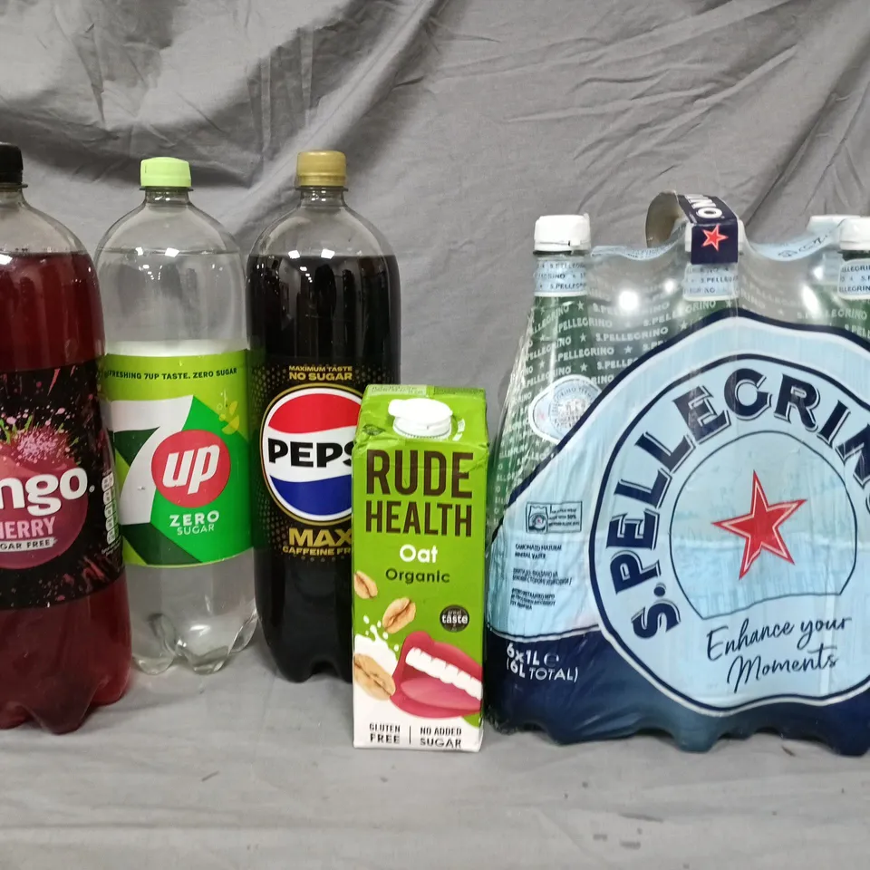 LARGE QUANTITY OF ASSORTED DRINKS TO INCLUDE TANGO, RUDE HEALTH AND S.PELLEGRINO