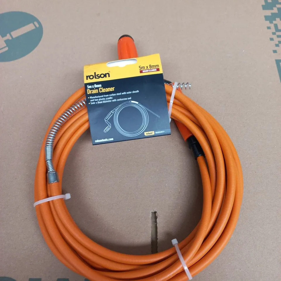ROLSON DRAIN CLEANER HOSE - 5M X 8MM - ORANGE COIL